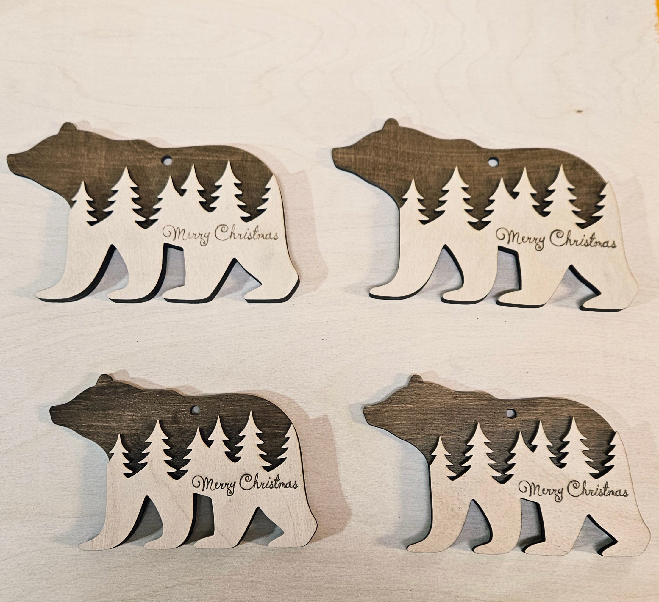 Wooden Bear Christmas Ornament – Forest Design