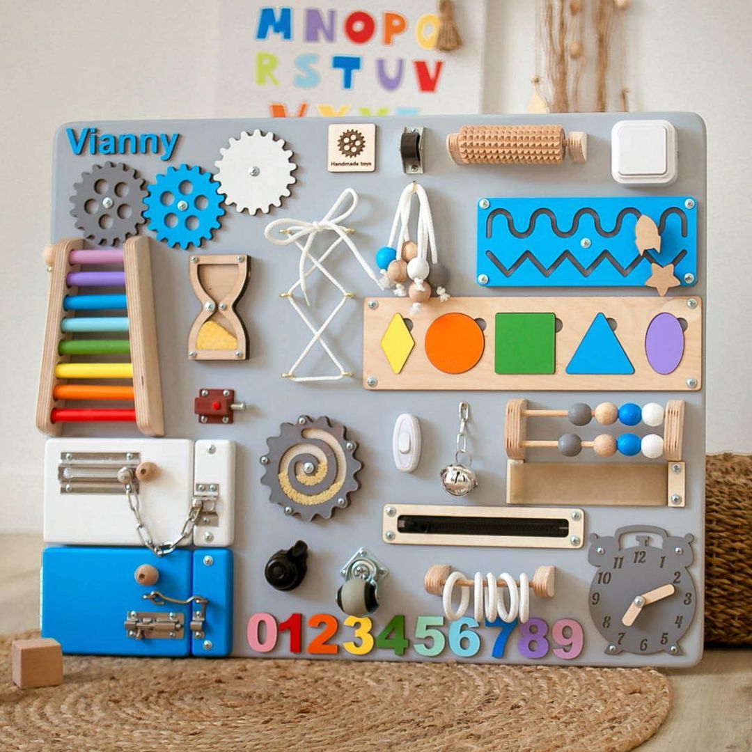 Montessori Busy Board - Sensory Toy for Kids - First Birthday Gift