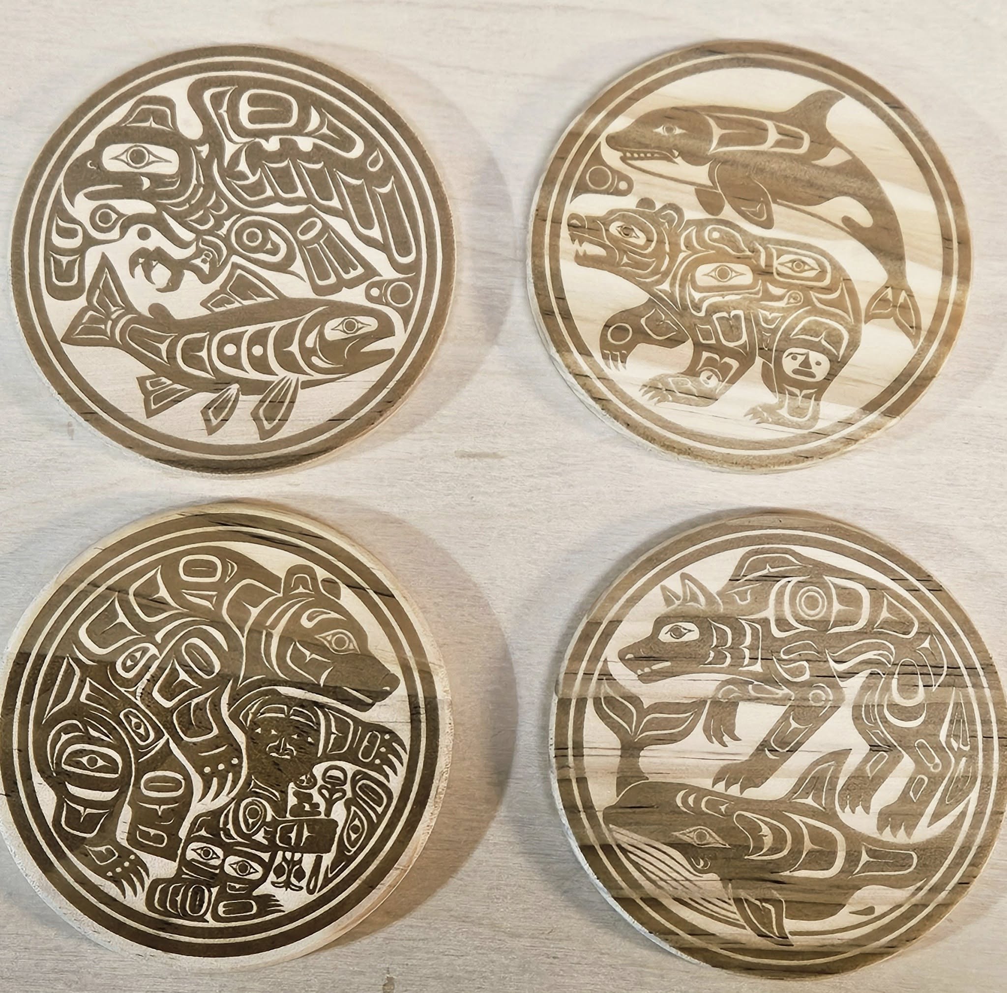 Set of 4 coasters - Native Alaska