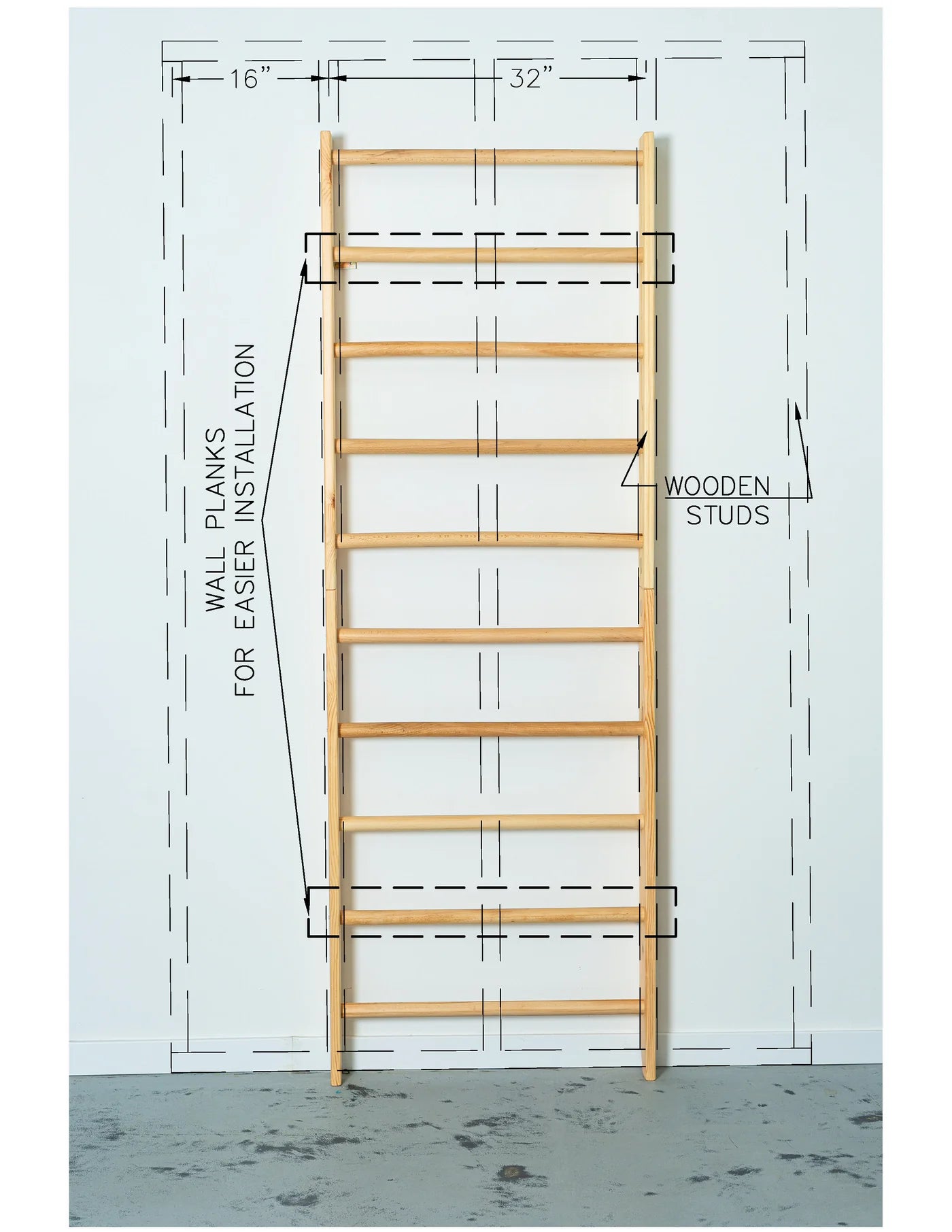 Wall Installation Planks for sport ladder
