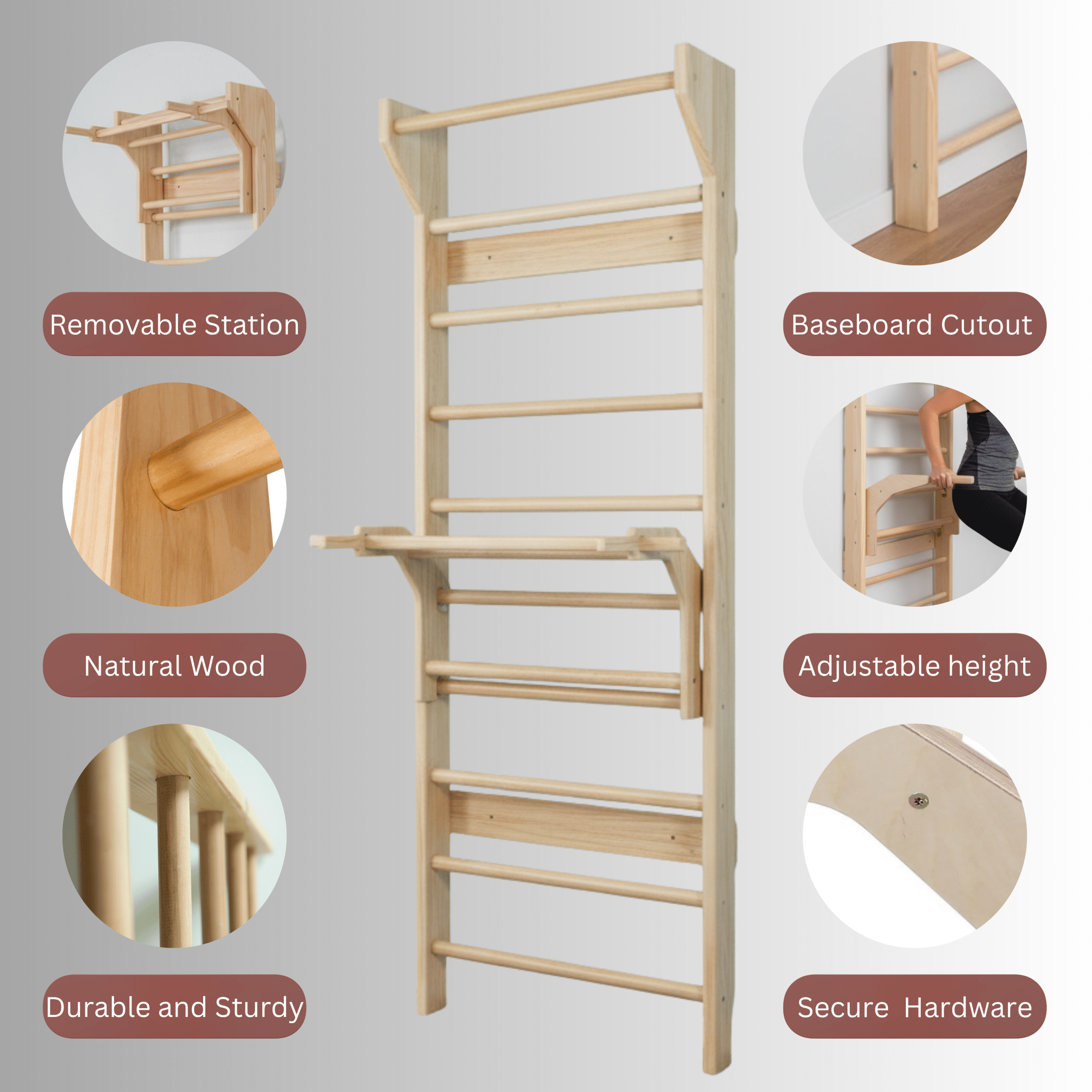 All-in-One Wooden Stall Bar Sport Ladder - CleverWood