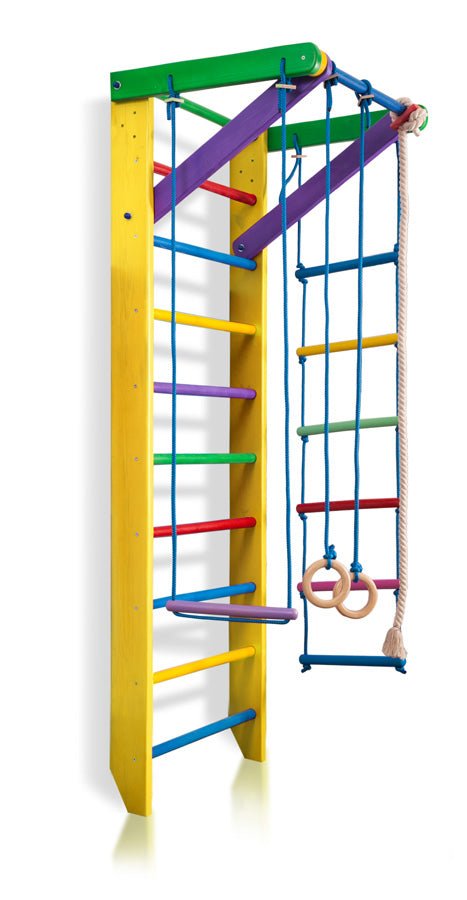 Colored Swedish ladder for kids and adults with Rope attachments - CleverWood