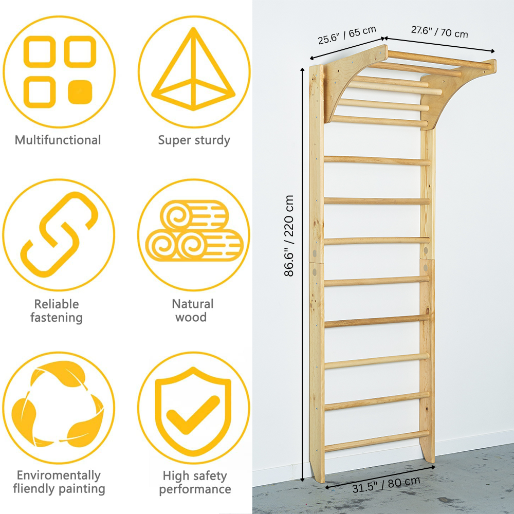 Swedish Sport Ladder with Adjustable Pull-up bar for Home exercises - Wall Stall bars for gymnastic