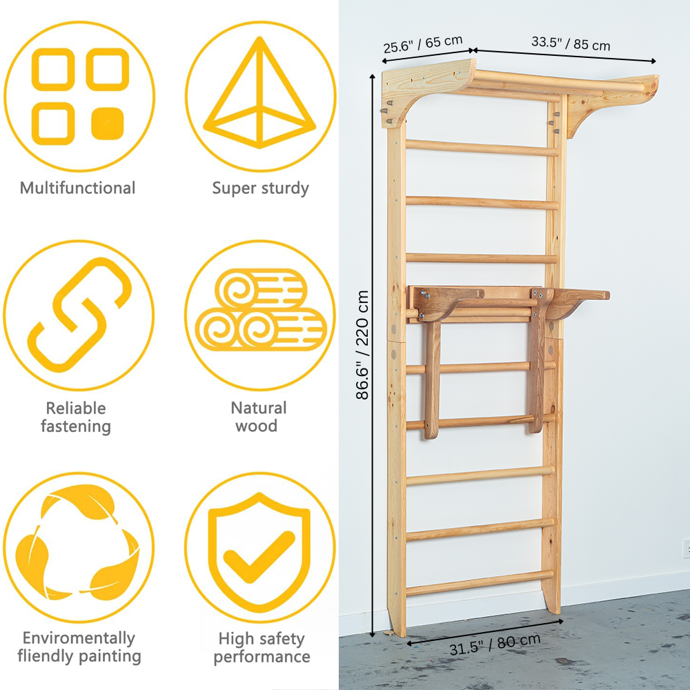 Swedish Ladder with Dip Bars and Pull Up Bar for chin up and Strength Exercises