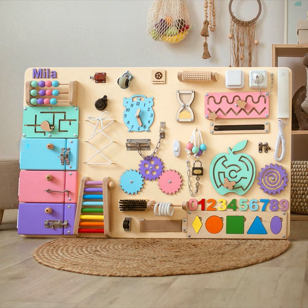 Large Montessori Busy Board For Motor Skills Development and Education - CleverWood