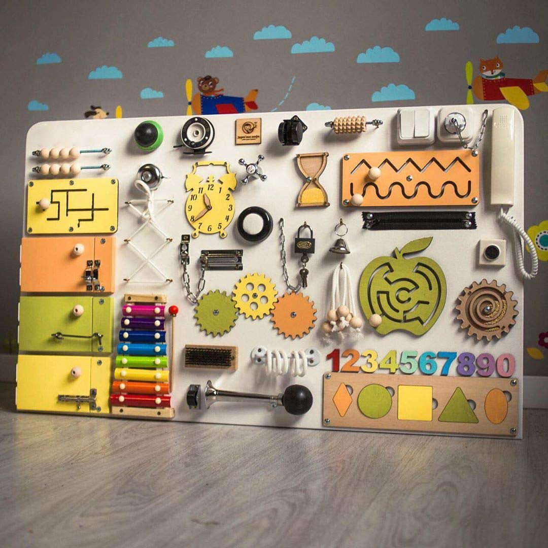 Large Montessori Busy Board For Motor Skills Development and Education - CleverWood