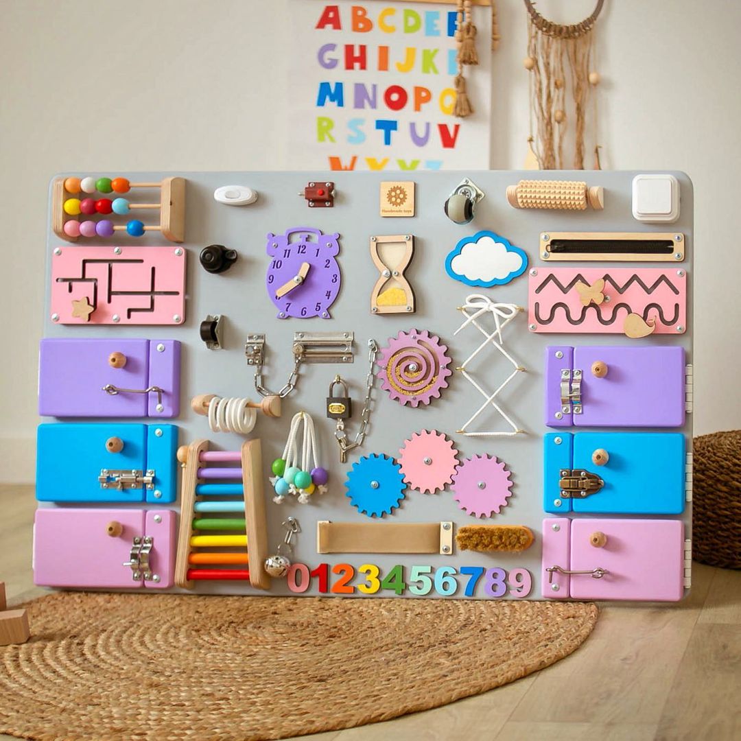 Large Montessori Busy Board For Motor Skills Development and Education - CleverWood