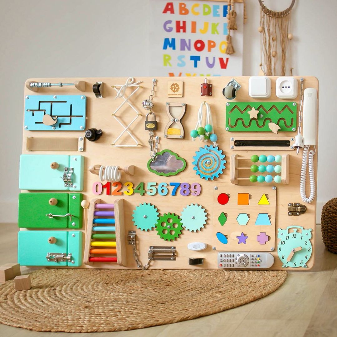 Large Montessori Busy Board For Motor Skills Development and Education - CleverWood