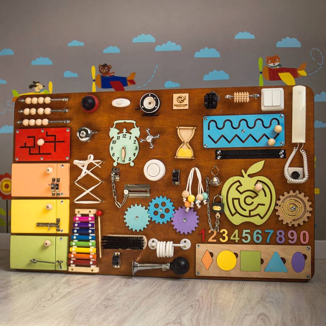 Large Montessori Busy Board For Motor Skills Development and Education - CleverWood