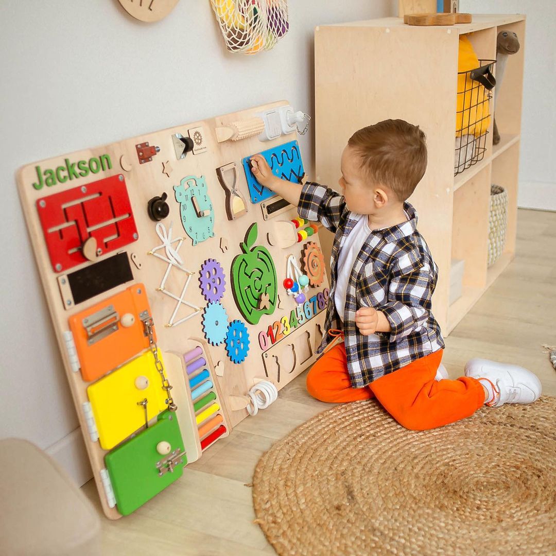 Large Montessori Busy Board For Motor Skills Development and Education - CleverWood
