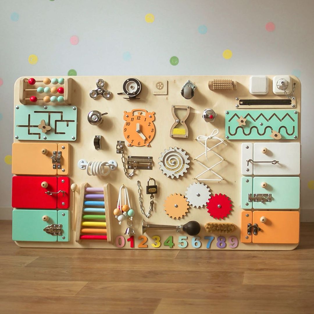 Large Montessori Busy Board For Motor Skills Development and Education - CleverWood