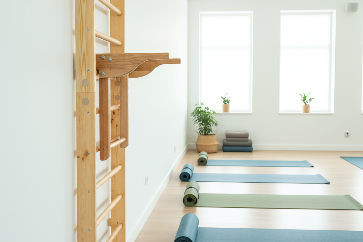 Robust Swedish Ladder/Stall Bar with Wide Pull-Up and Dip Bars