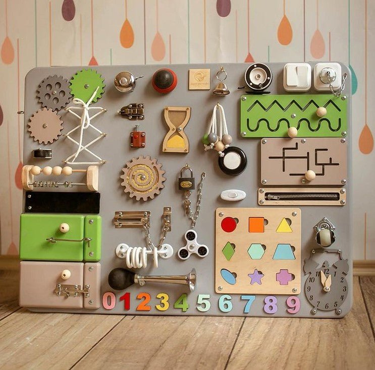 Medium Educational Busy Board for Brain and Motor Skills Development - CleverWood