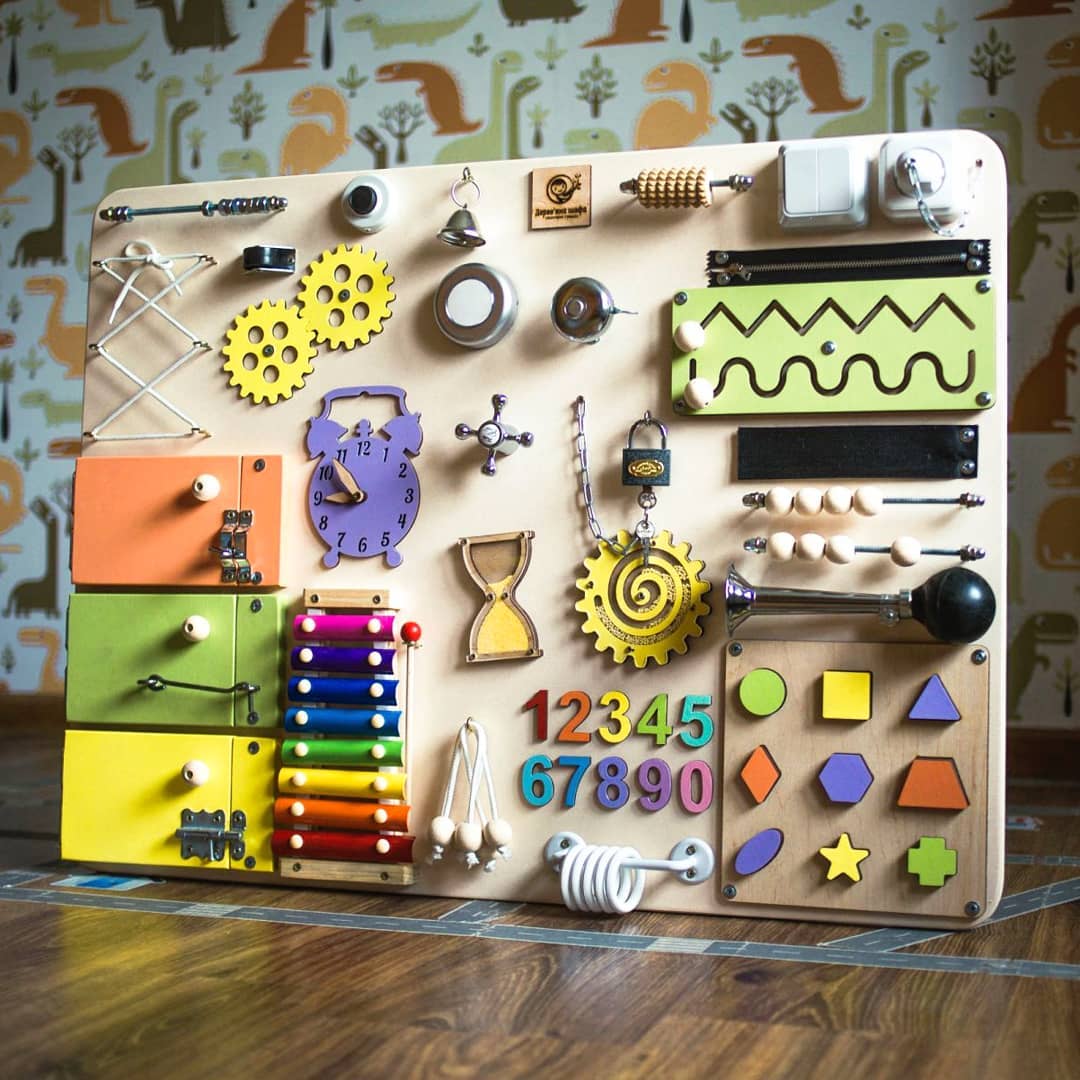 Medium Educational Busy Board for Brain and Motor Skills Development - CleverWood