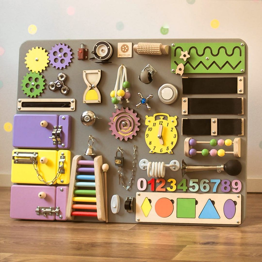 Medium Educational Busy Board for Brain and Motor Skills Development - CleverWood