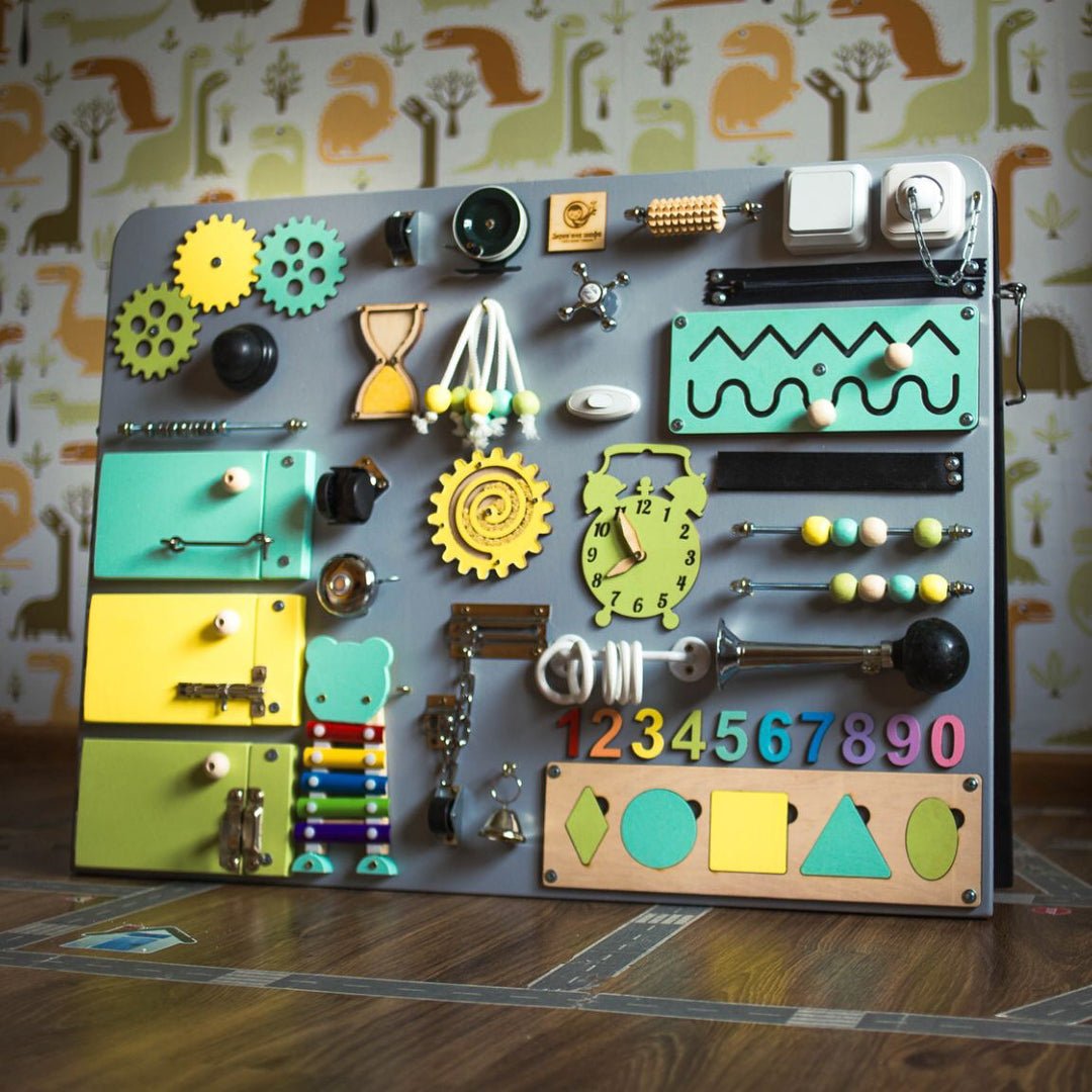 Medium Educational Busy Board for Brain and Motor Skills Development - CleverWood