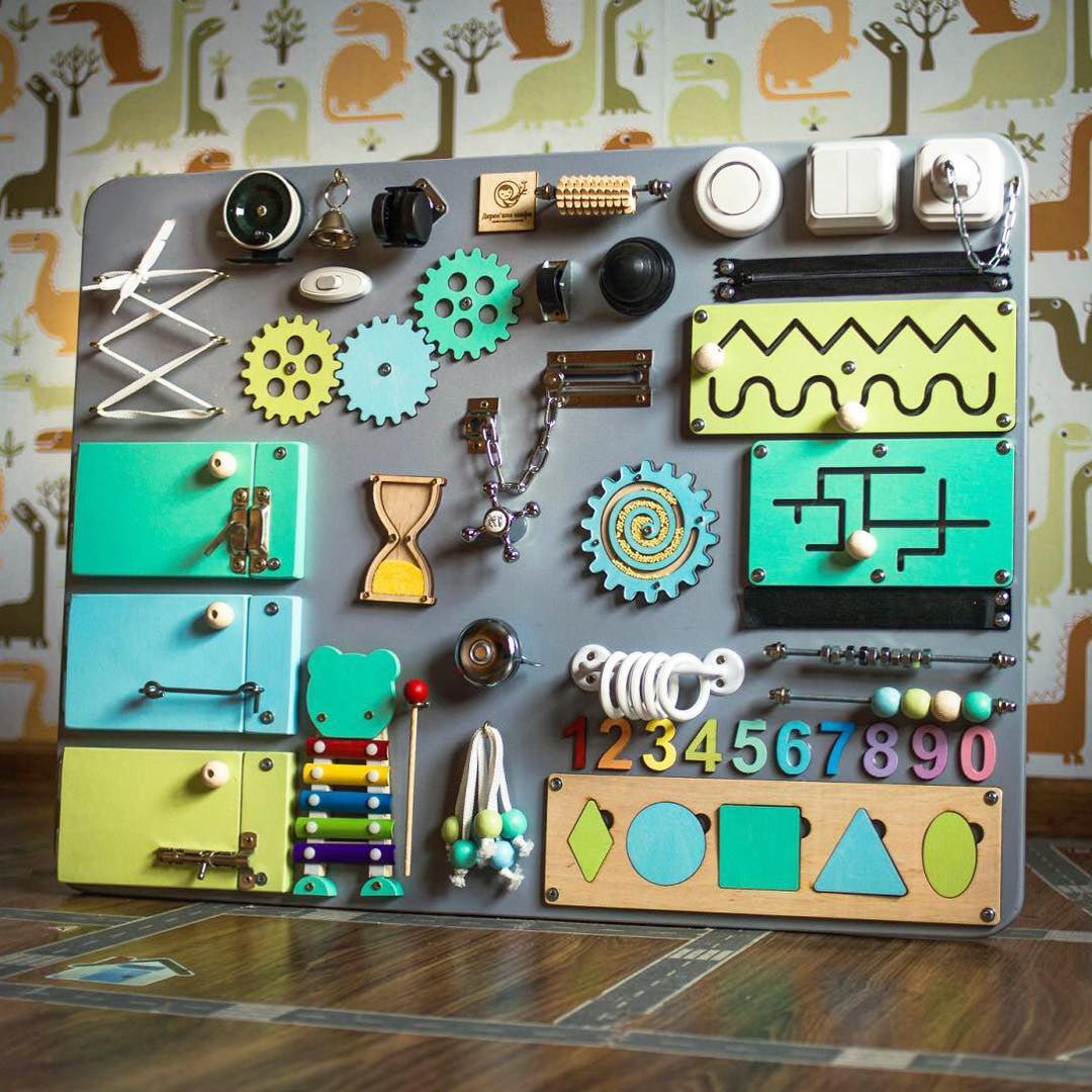 Medium Educational Busy Board for Brain and Motor Skills Development - CleverWood
