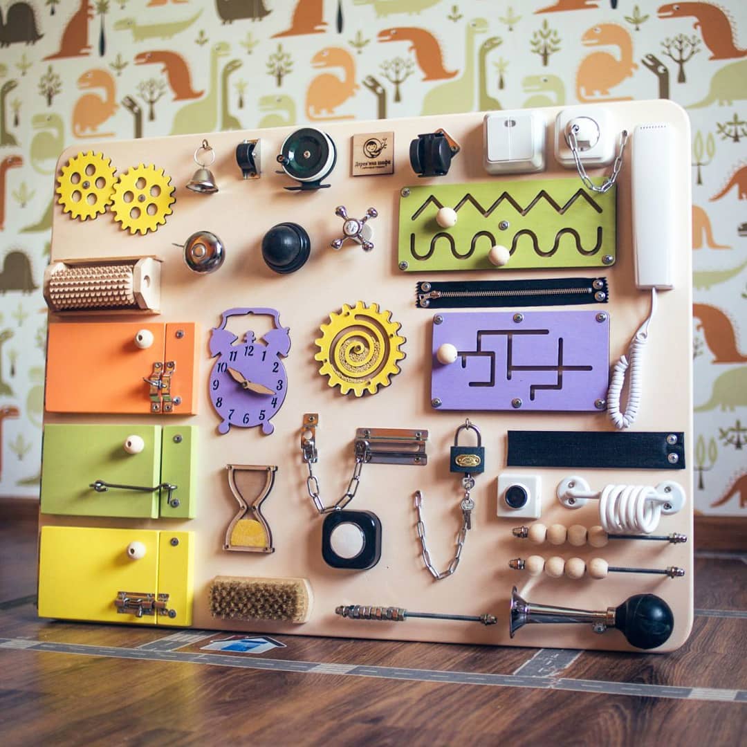 Medium Educational Busy Board for Brain and Motor Skills Development - CleverWood