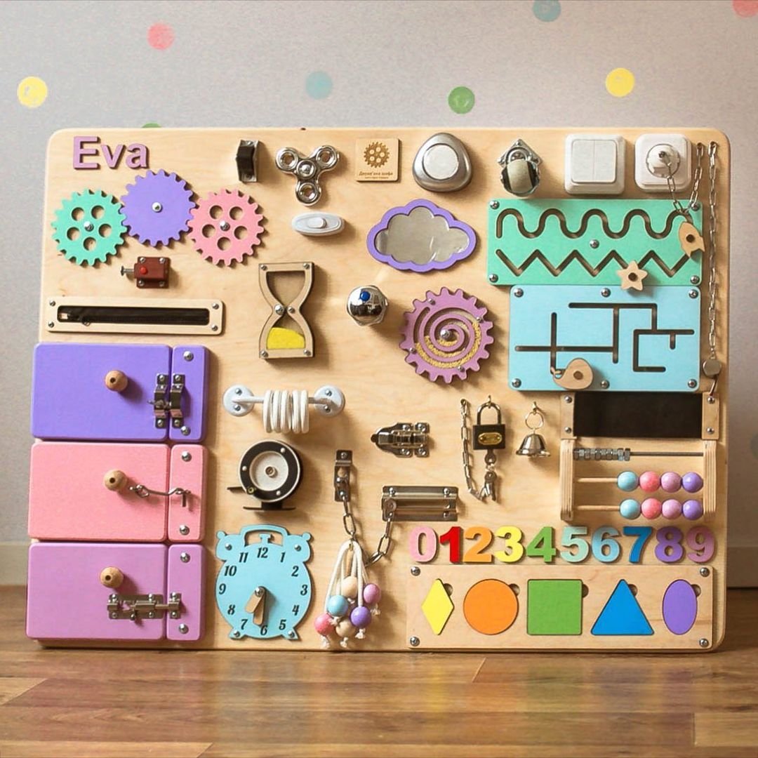 Medium Educational Busy Board for Brain and Motor Skills Development - CleverWood