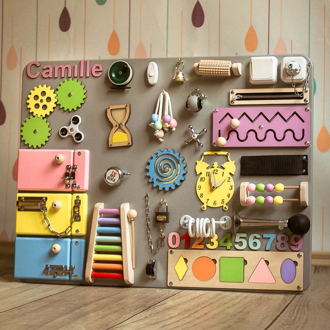 Medium Educational Busy Board for Brain and Motor Skills Development - CleverWood