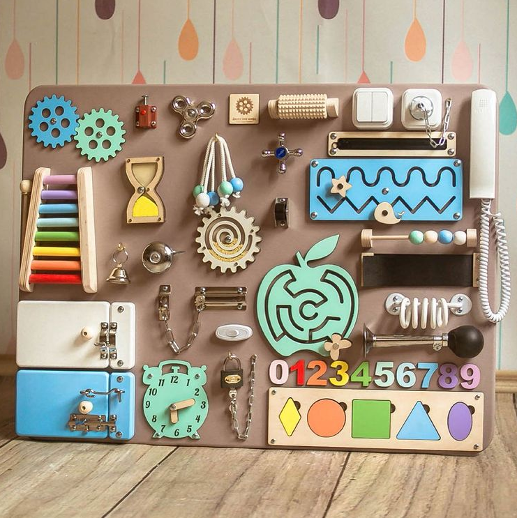 Medium Educational Busy Board for Brain and Motor Skills Development - CleverWood
