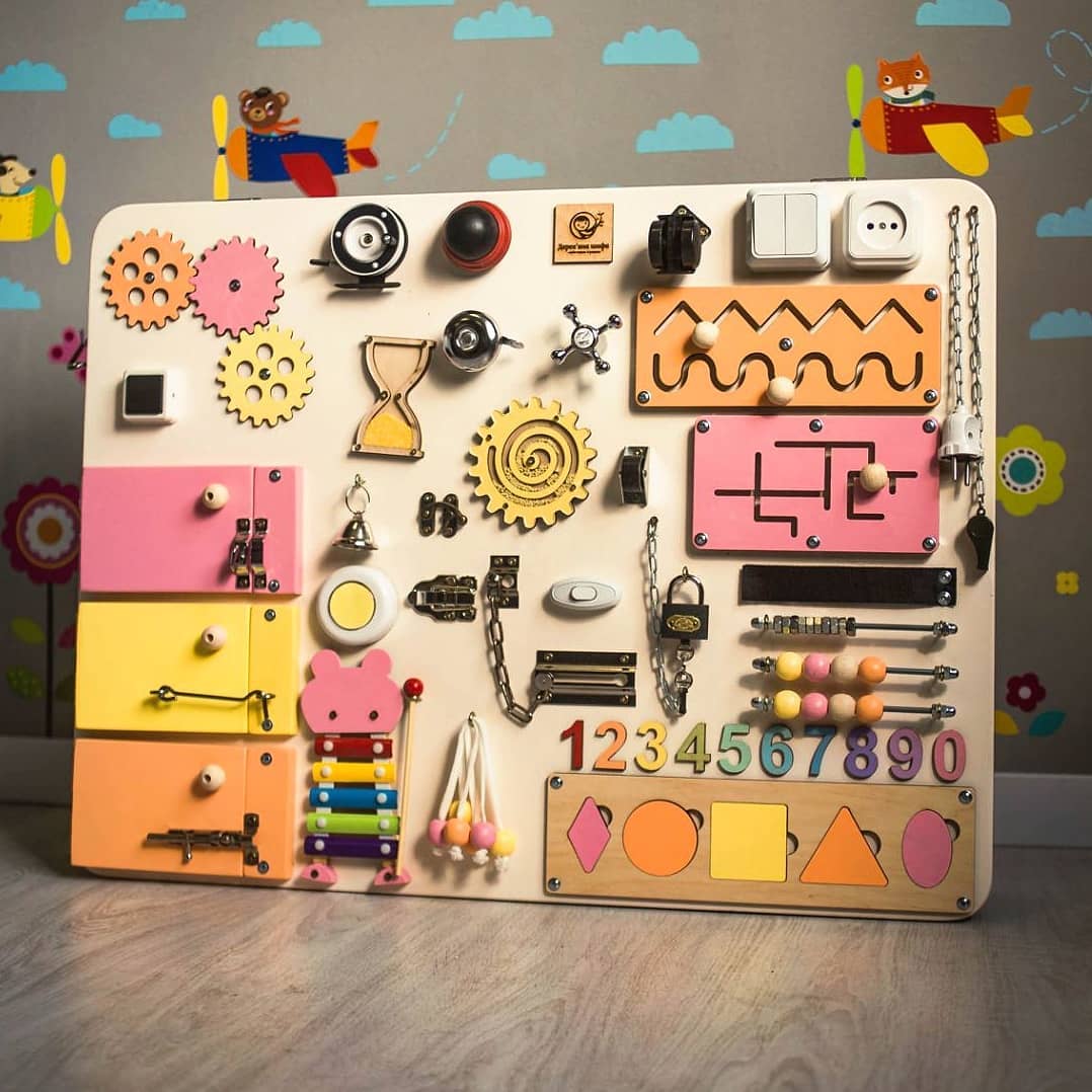 Medium Educational Busy Board for Brain and Motor Skills Development - CleverWood