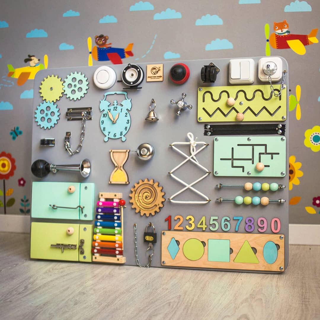 Medium Educational Busy Board for Brain and Motor Skills Development - CleverWood