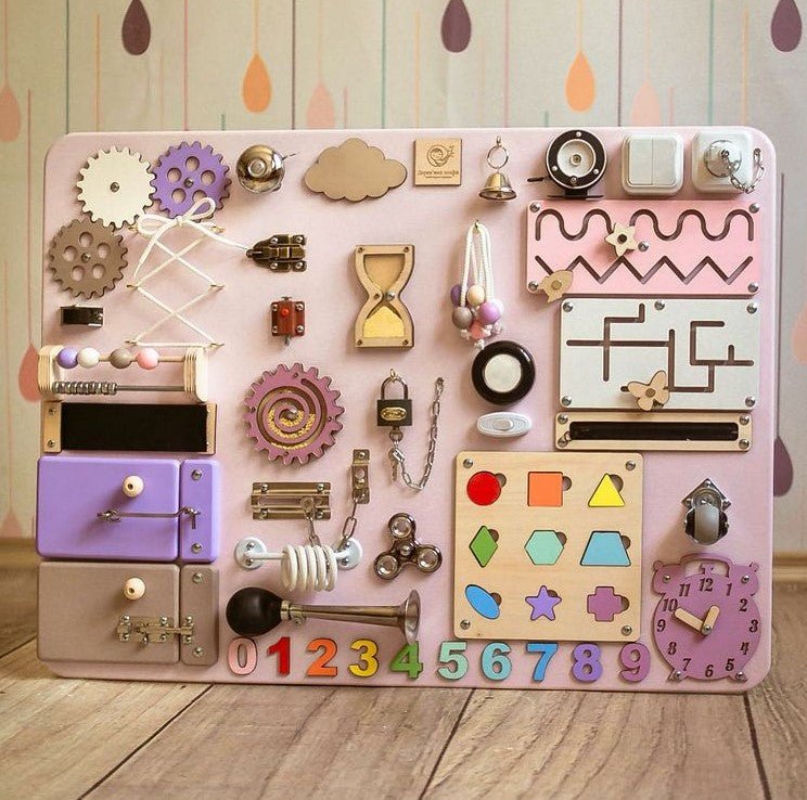 Medium Educational Busy Board for Brain and Motor Skills Development - CleverWood