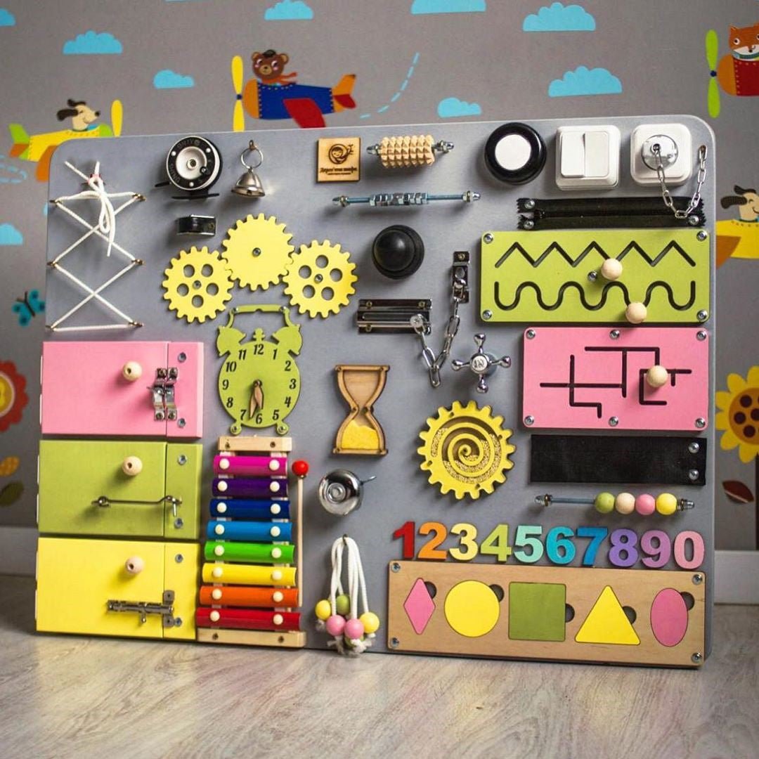 Medium Educational Busy Board for Brain and Motor Skills Development - CleverWood