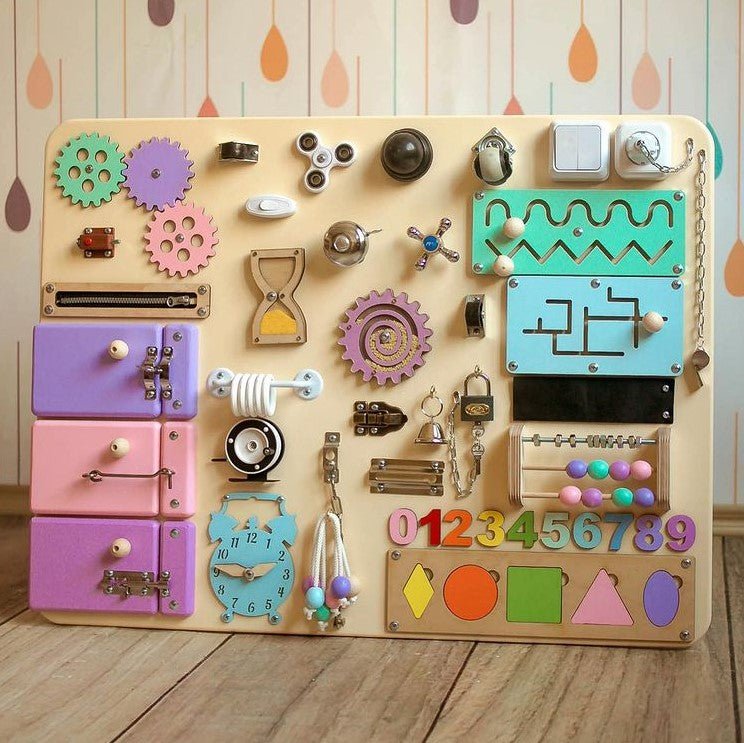 Medium Educational Busy Board for Brain and Motor Skills Development - CleverWood