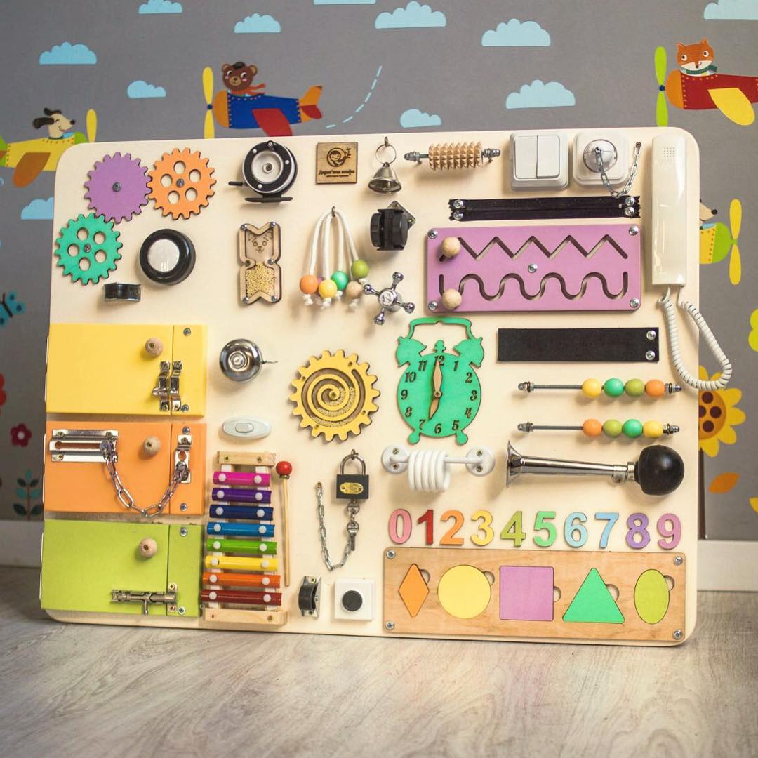 Medium Educational Busy Board for Brain and Motor Skills Development - CleverWood