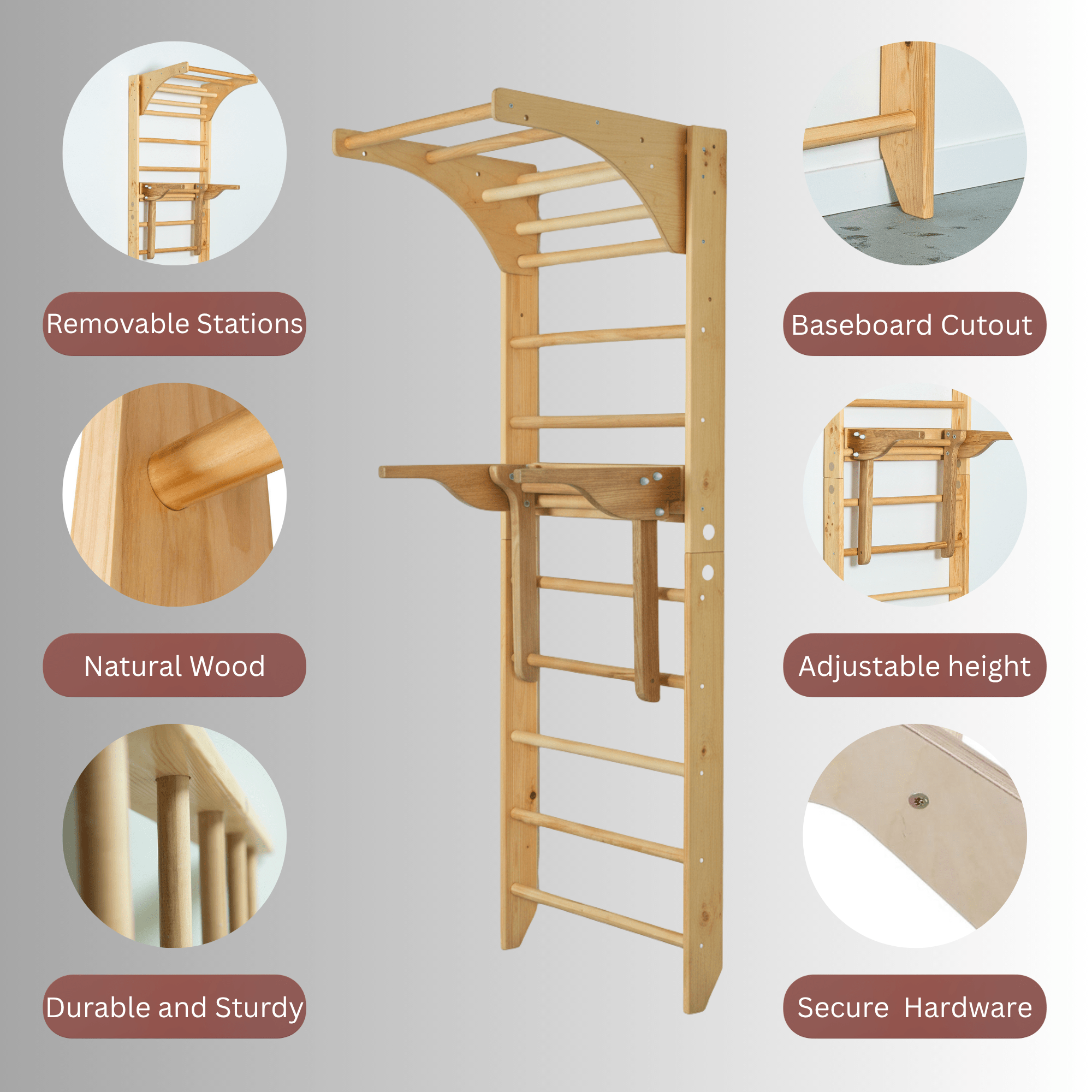 Multifunctional Wooden Swedish Sport Ladder with Pull-Up and Dip Bars for Home Gym - CleverWood