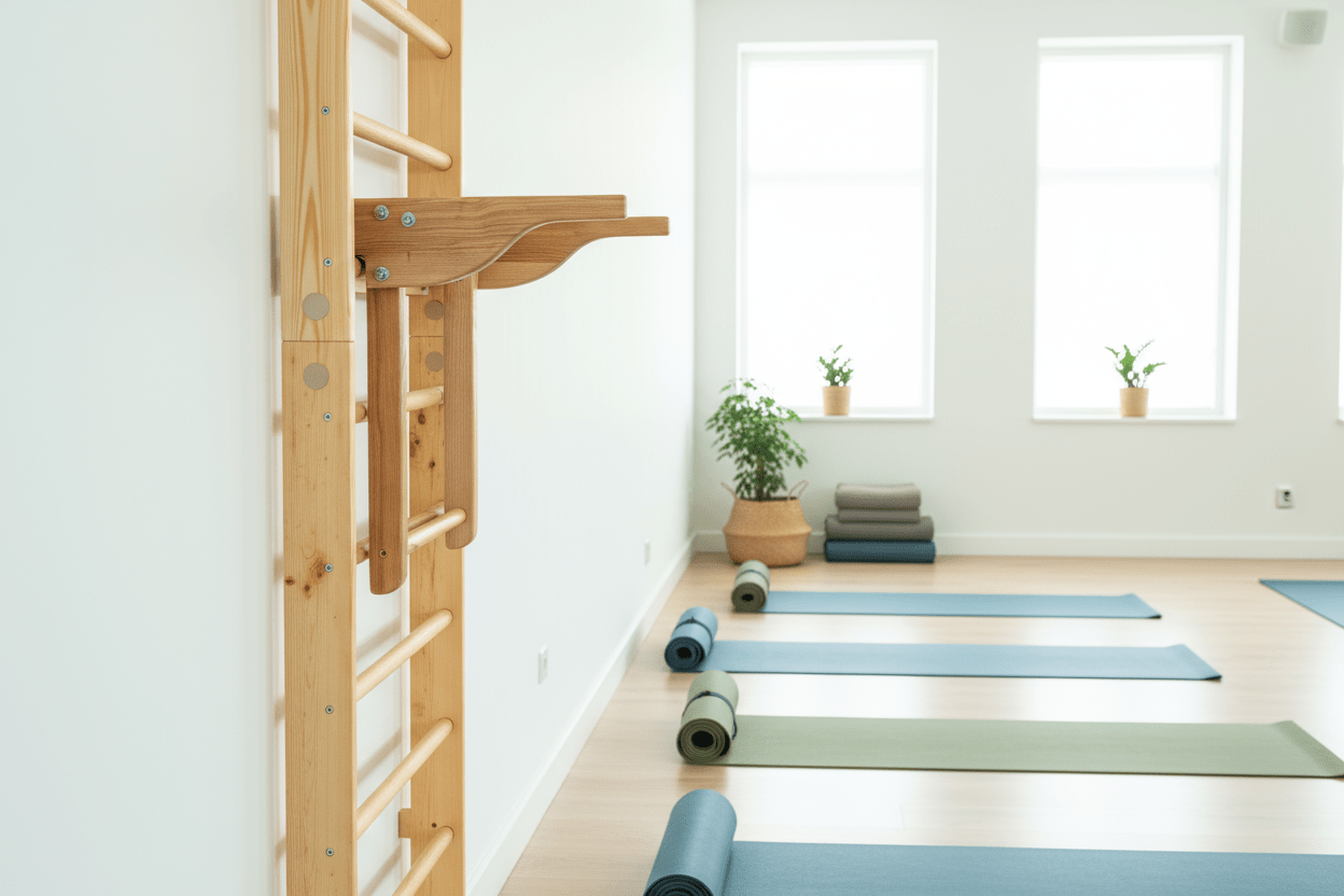 Robust Swedish Ladder/Stall Bar with Wide Pull - Up and Dip Bars - CleverWood