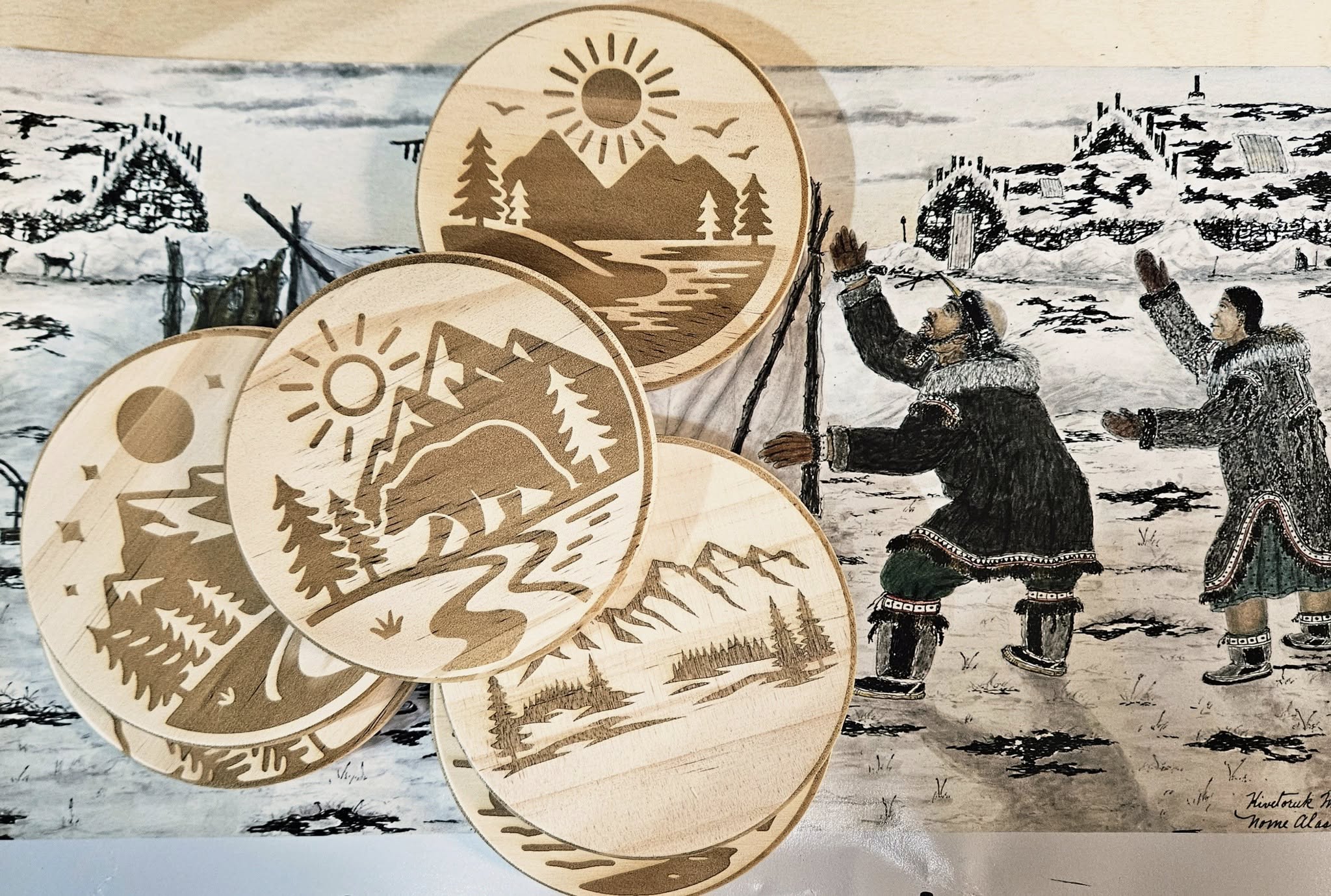 Set of 4 coasters - Nature - CleverWood