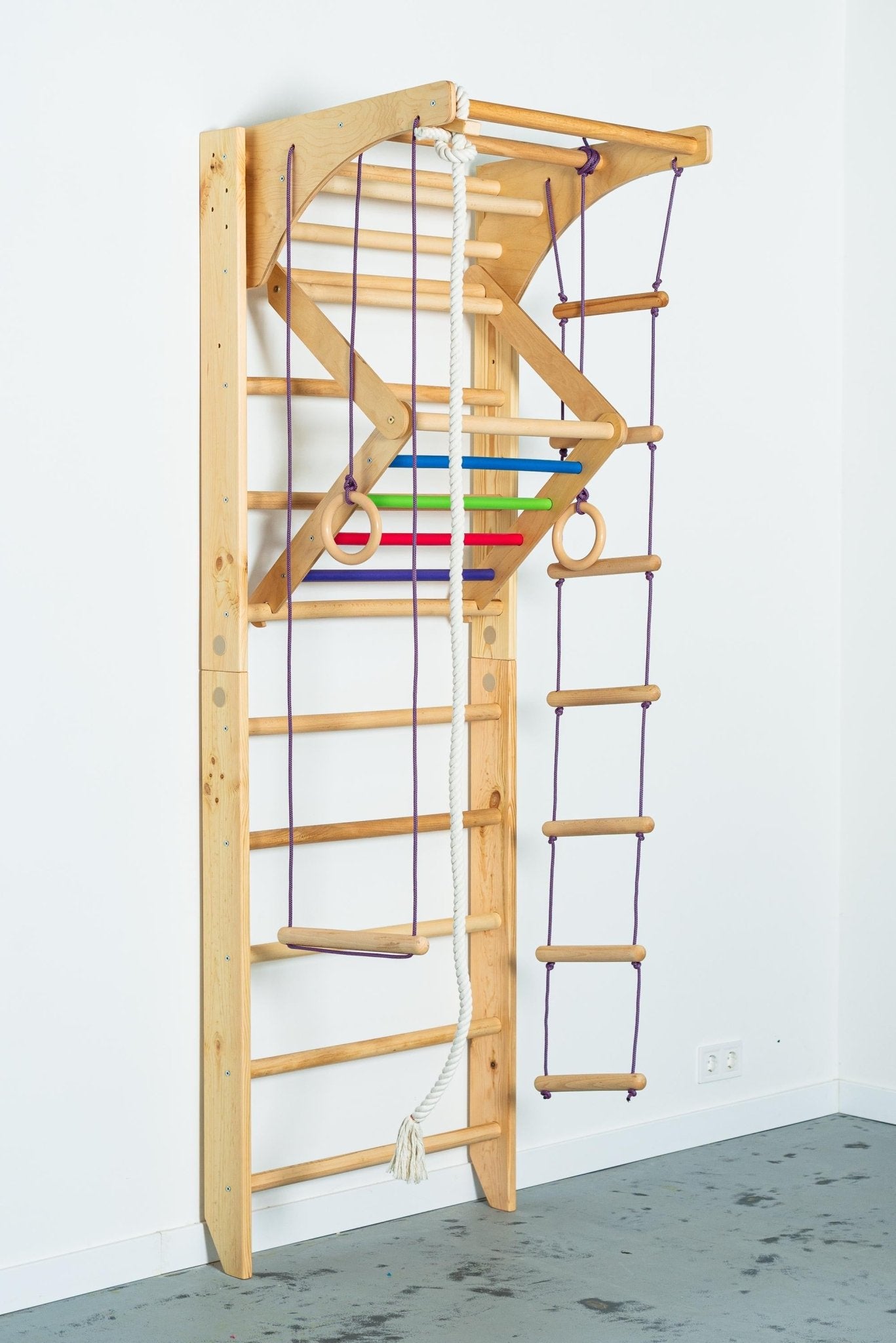 Sport Ladder with Adjustable Pull - Up Bar, Rope Attachments and Monkey Triangle - CleverWood