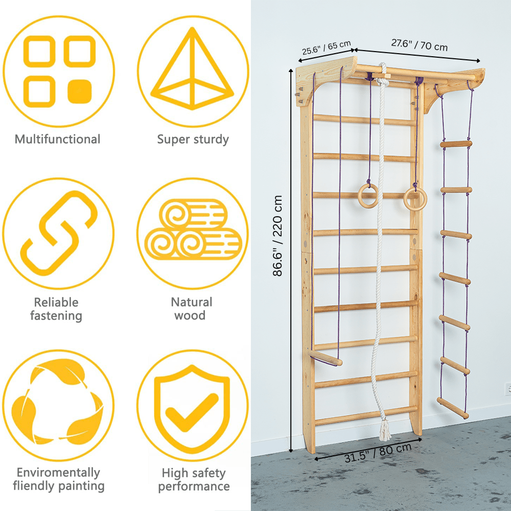 Sport Ladder with Fixed Pull - up bar and Rope Swing Attachments for Home - CleverWood