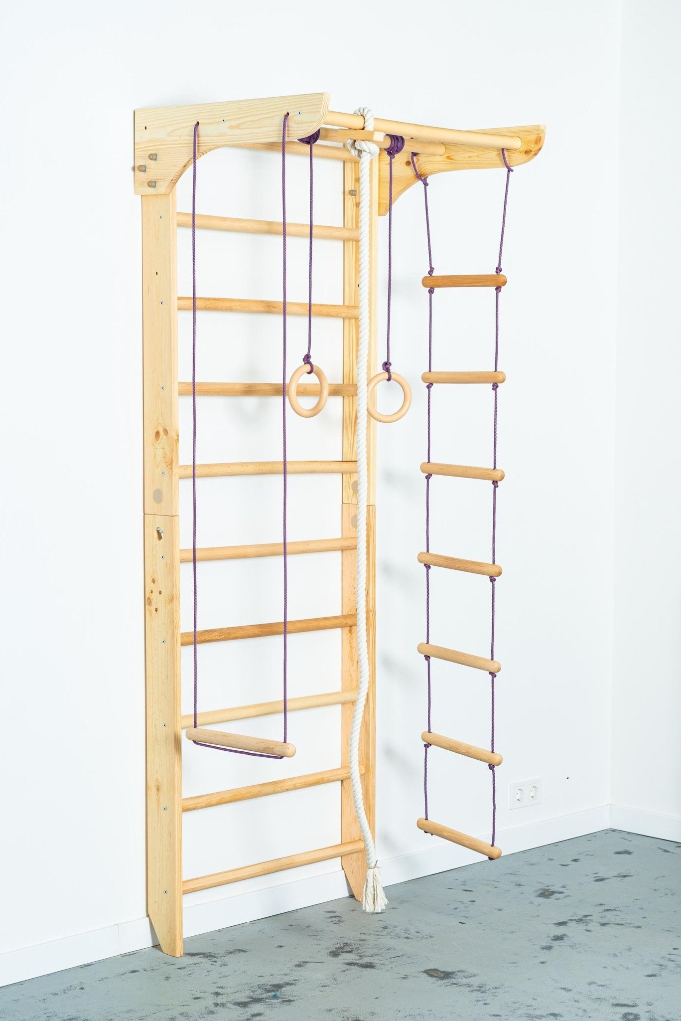 Sport Ladder with Fixed Pull - up bar and Rope Swing Attachments for Home - CleverWood