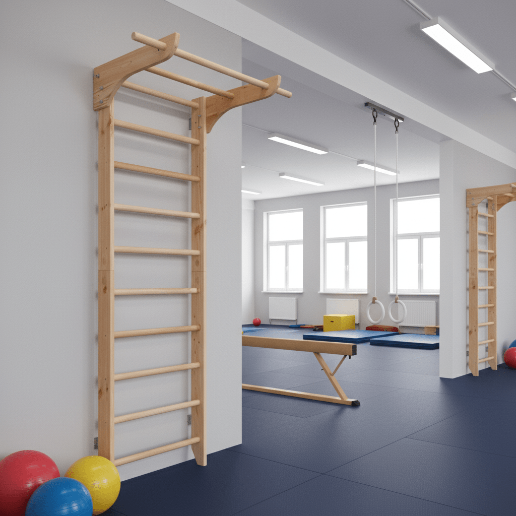 Stall Bars with Wide Pull Up Bar - CleverWood