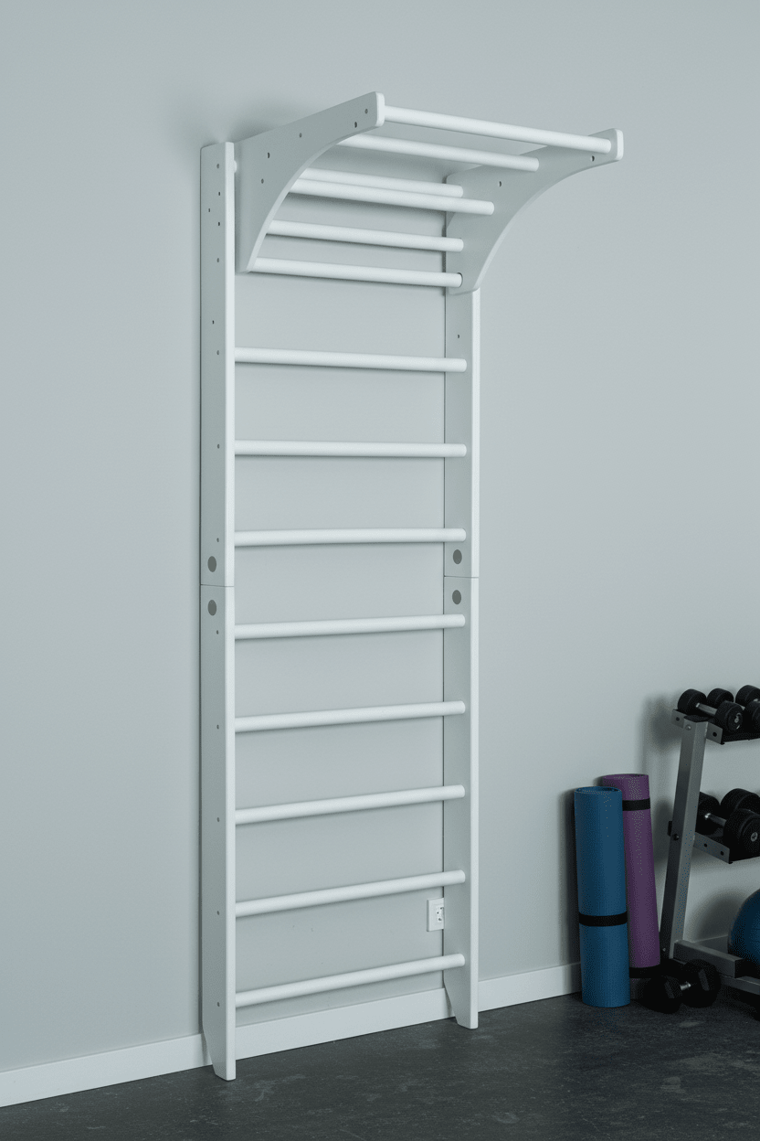 White Swedish Sport Ladder with Adjustable Pull - up bar for Home exercises - CleverWood
