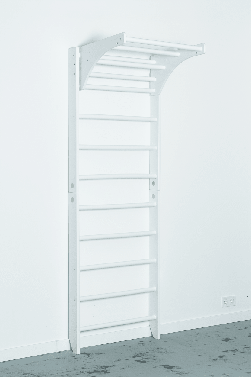 White Swedish Sport Ladder with Adjustable Pull - up bar for Home exercises - CleverWood