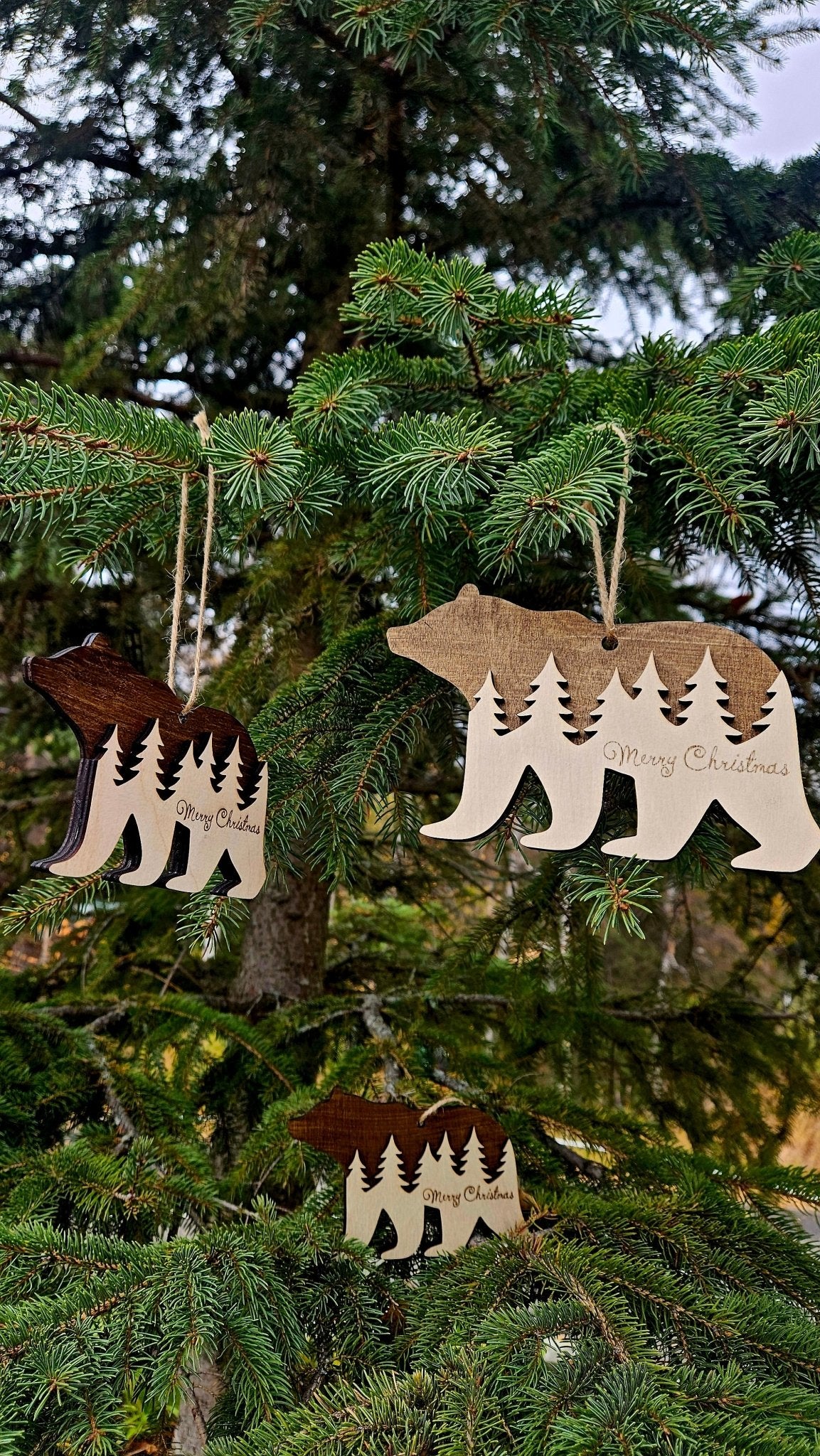 Wooden Bear Christmas Ornament – Forest Design - CleverWood