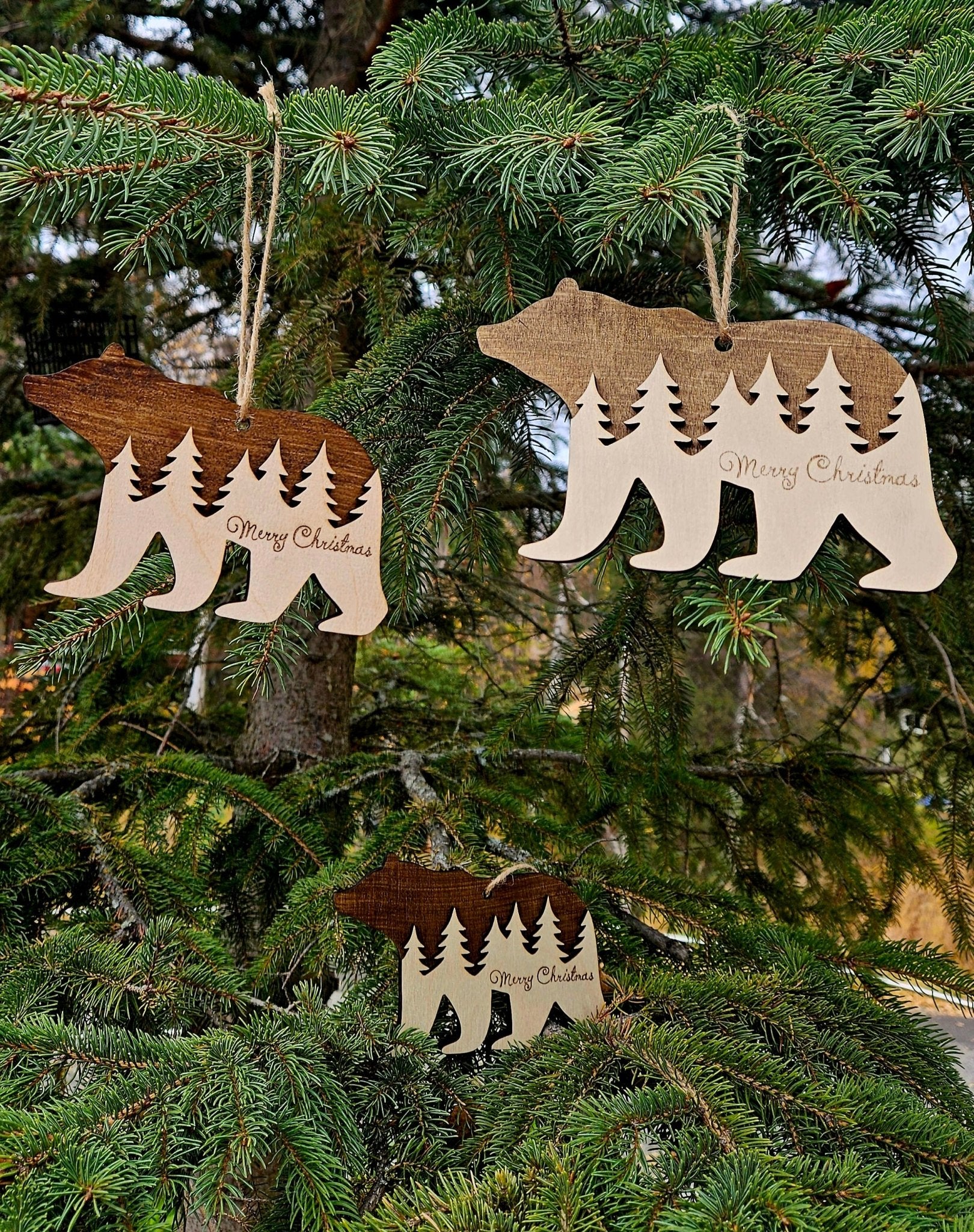 Wooden Bear Christmas Ornament – Forest Design - CleverWood