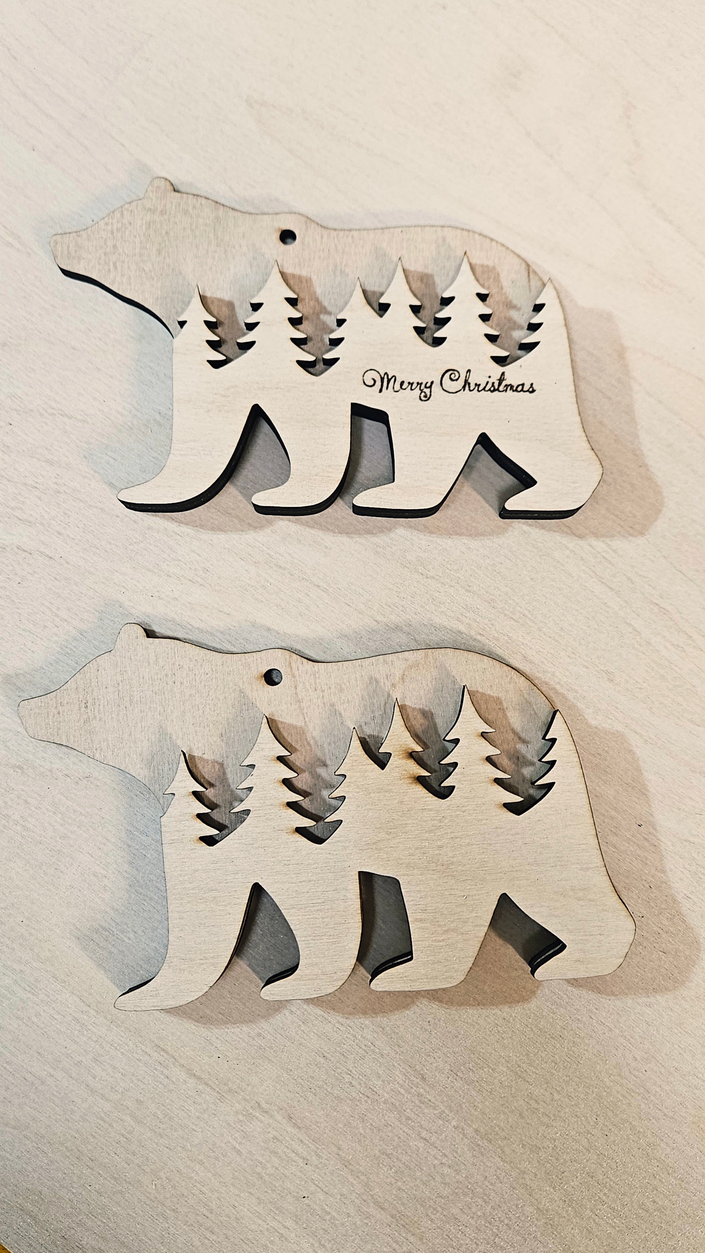 Wooden Bear Christmas Ornament – Forest Design