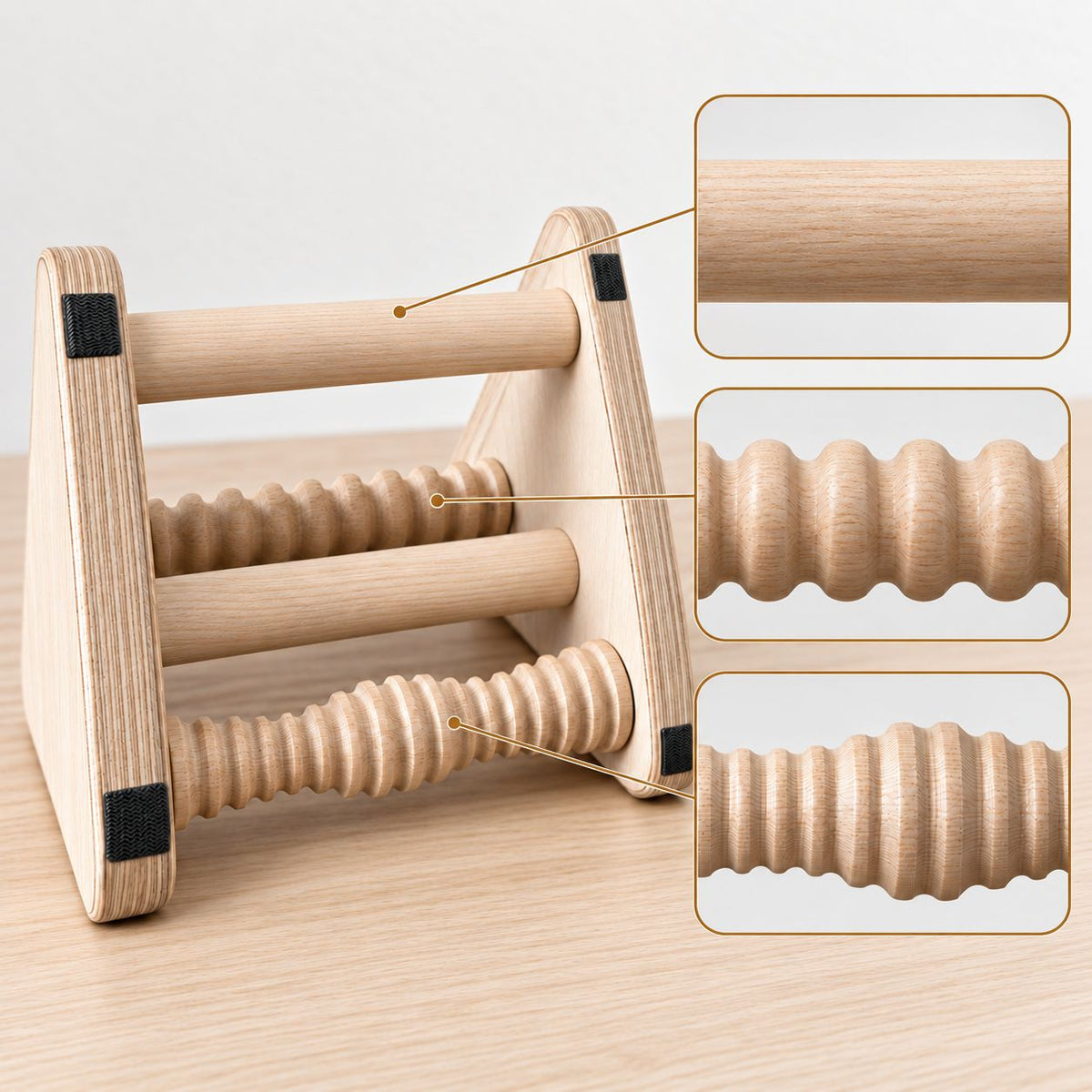 2-in-1 Wood Parallettes Push-up Bar Dip Station with Massage Bars - CleverWood