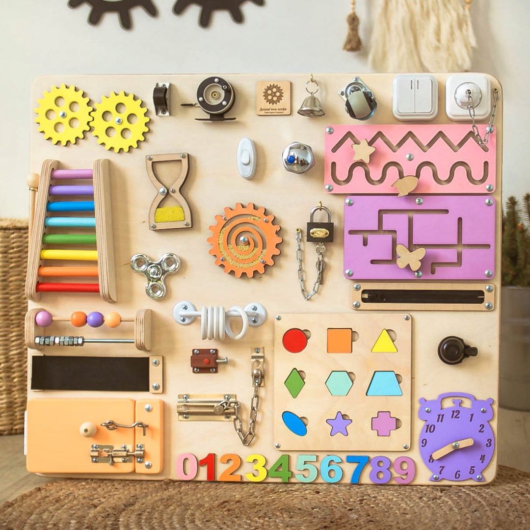 Montessori Busy Board - Sensory Toy for Kids - First Birthday Gift