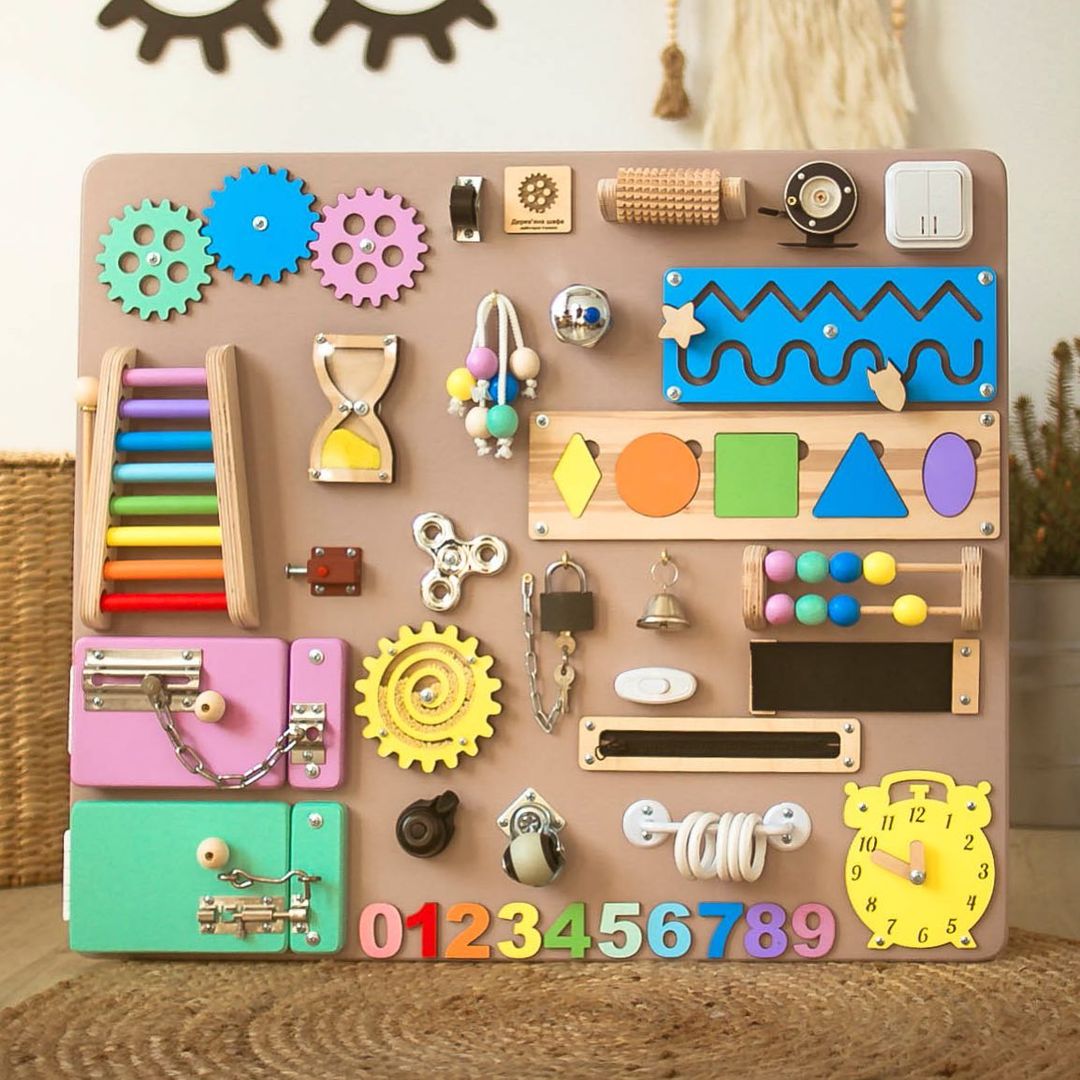 Montessori Busy Board - Sensory Toy for Kids - First Birthday Gift