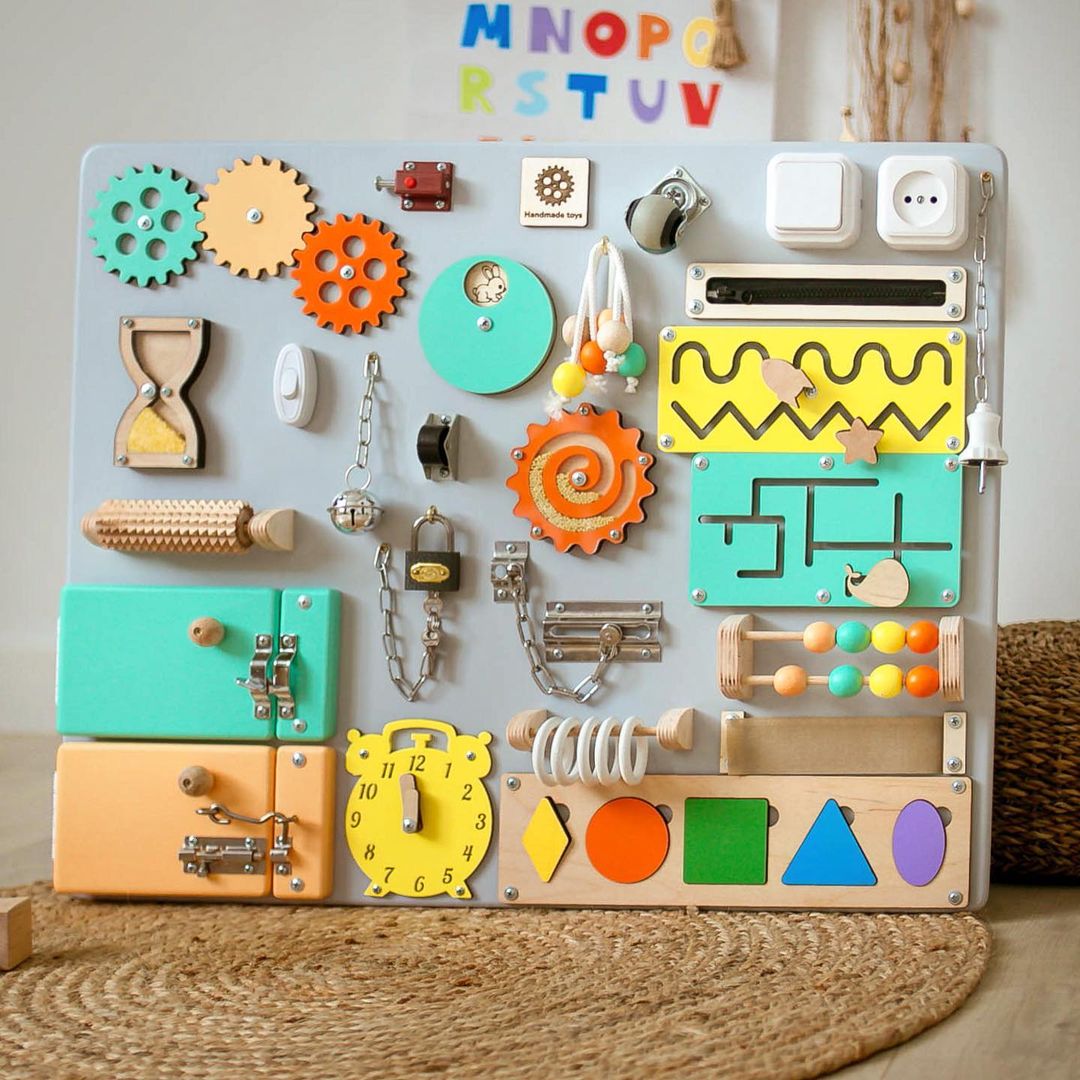 Montessori Busy Board - Sensory Toy for Kids - First Birthday Gift