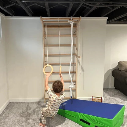 Sport ladder made of natural wood for kids and adults with Adjustable Pull Up Bar