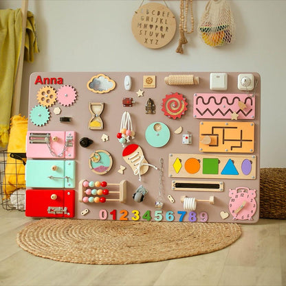 Large Montessori Busy Board For Motor Skills Development and Education