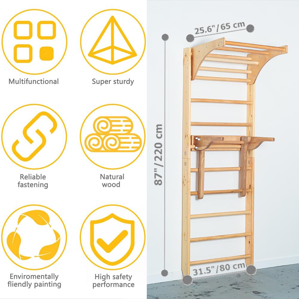 Multifunctional Wooden Swedish Sport Ladder with Pull-Up and Dip Bars for Home Gym | Ideal Christmas & Birthday Gift